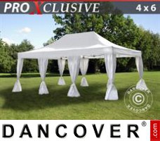 Tenda Eventos PRO 4x6m Branca, incl. 8 cortinas decorativas